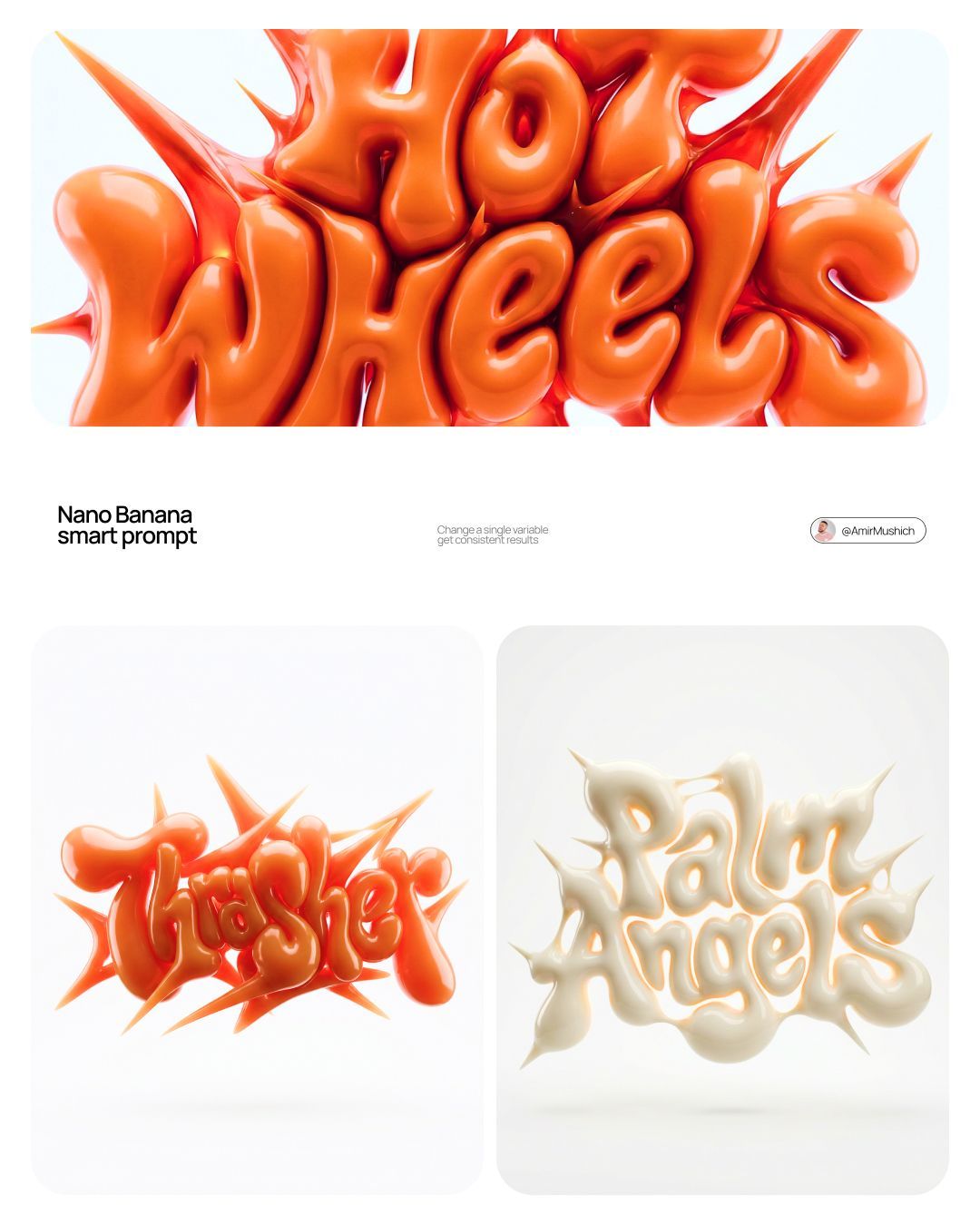 3D 充气字体：Hot Wheels / Thrasher / Palm Angels